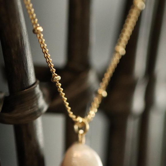 10K Gold Plated "Ethereal Pearl" Beaded Chain Necklace by Brightly&Lilian - Picture 11 of 11